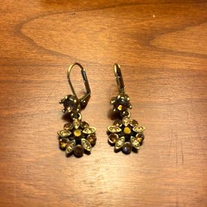 EUC tan and gold hanging earrings